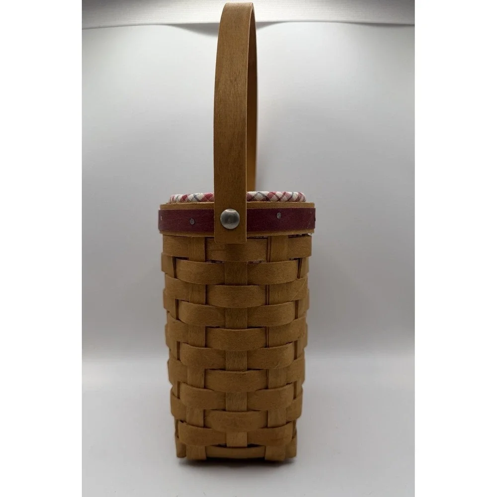 Longaberger Woven Memories Basket 2005 Cherry Red Plaid Liner Protector